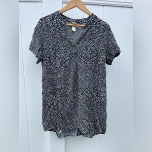 Sz8 Blue & White Floral Patterned V-neck Dress